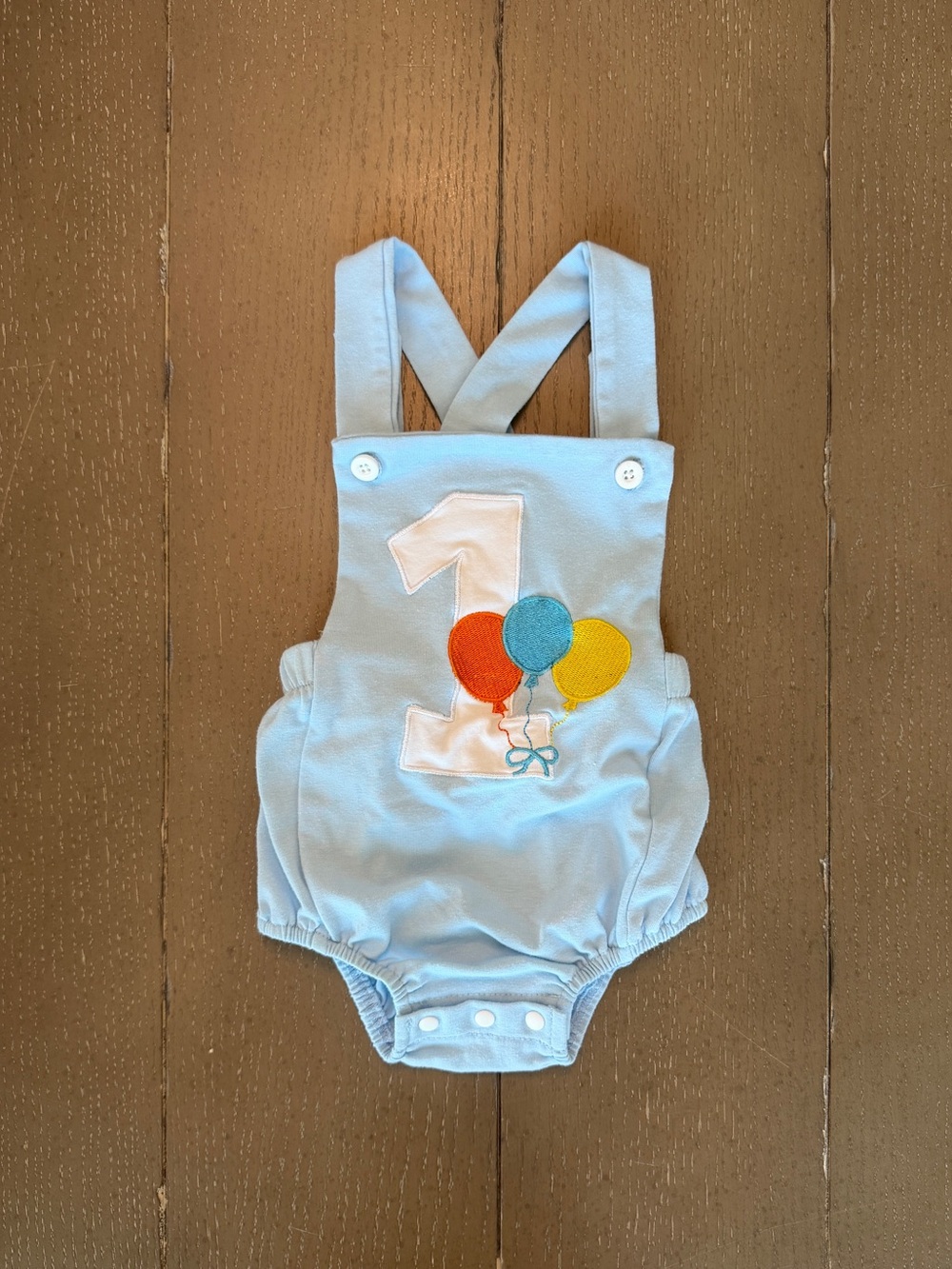 Boutique Baby Boys’ 1st Birthday Embroidery Sleeveless Romper • Size 12M